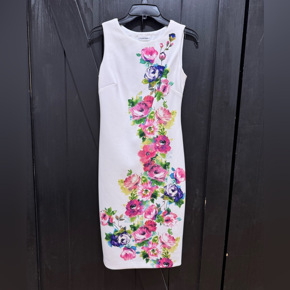 Calvin Klein White Floral Midi Dress